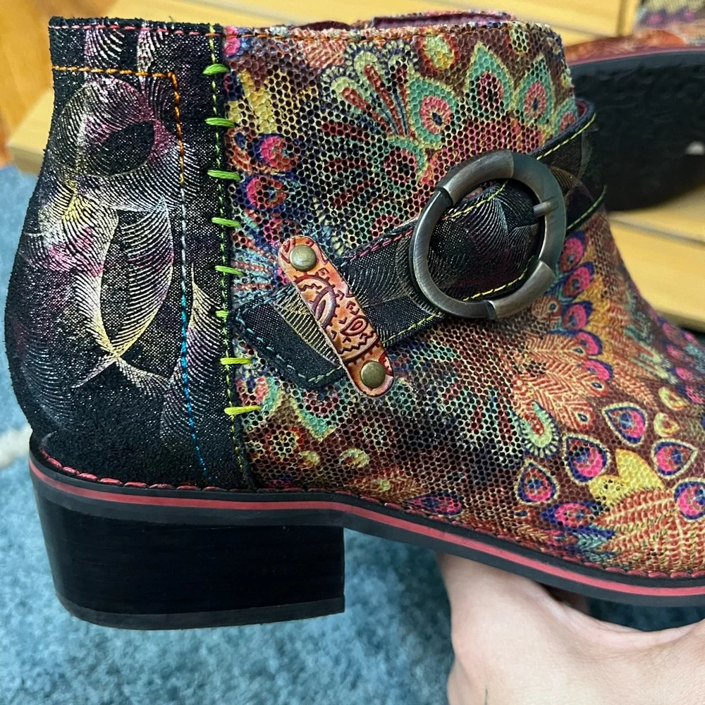 Spring Step L’ Artiste Multicolor Paisley women’s Boots size 40 - Picture 3 of 10